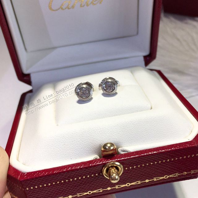 Cartier首飾 卡地亞小單鑽耳釘 通體925純銀耳環  zgk1356